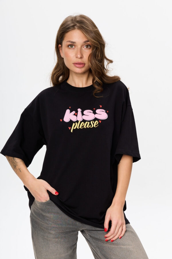 T-shirt black Kiss Please