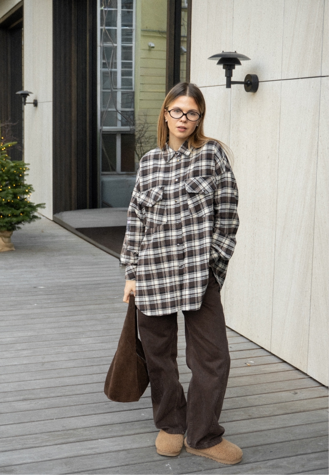 Shirt Flannel Cotton Brown – 1