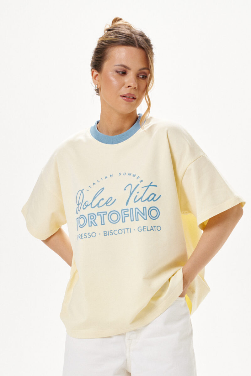 T-shirt 02. Ecru&Blue "Portofino"